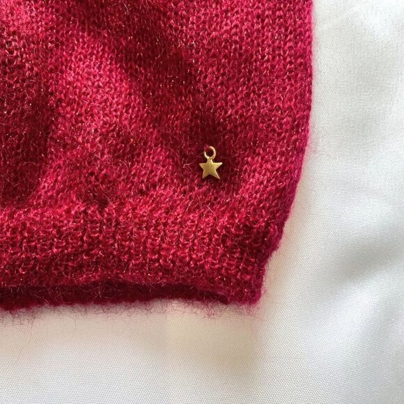 NWT DES PETITS HAUTS ANAHI RASPBERRY METALLIC SUPERKID MOHAIR SILK BLEND SWEATER - Picture 9 of 10